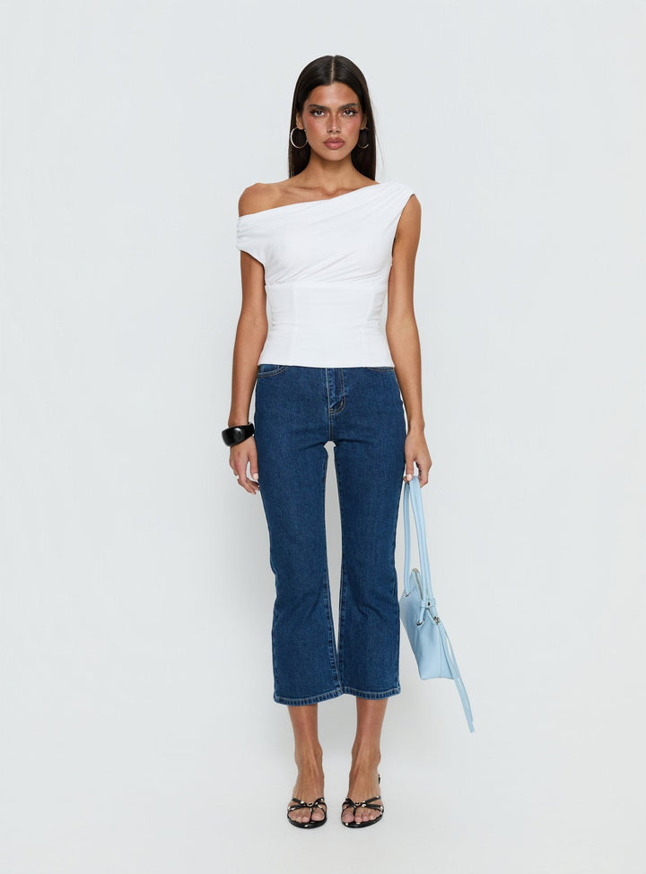 Bianca | Women’s One-Shoulder Gathered Top in White
