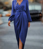 Elegant Waist-Tight V-Neck Split Dress