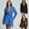 Women’s Lace-Up Slim Fit Long Sleeve Coat
