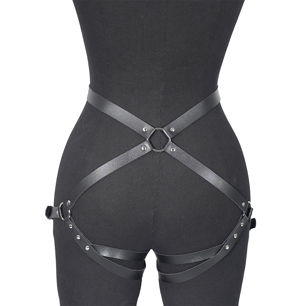 Sexy Leg Harness: Women Sexy Leg Harness: PU Leather Lingerie Bondage.