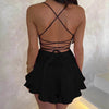 Sexy Satin Suspender Dress - Backless Lace-Up A-Line