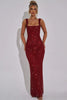 Sexy Double-shoulder Strap Sequins Net Drill Suspenders Dress