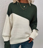 Women's Knitting Sweater Stitching Contrast Color Pullover Top