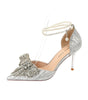 Rhinestone Bow Pointy Hollow Pearl Heels