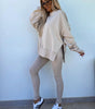 Sweater Suit Women's Casual Loose Long Sleeve Crew Neck Split Top Tight Trousers