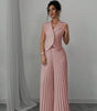 Women's Summer Sleeveless Suit – Button Vest & Pleated Pants Set