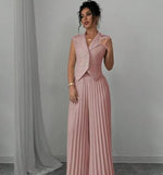 Women's Summer Sleeveless Suit – Button Vest & Pleated Pants Set