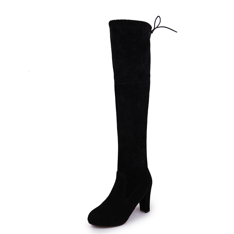 Schwarze kniehohe Stiefel für Frauen Schuhe High Heel Lange Stiefel