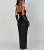Stitching Slim-fit Shiny Split Suspender Dress