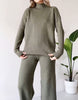 Loose-fit turtleneck knitted set with a long-sleeved top and straight trousers