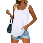 Hot Summer Sleeveless Square Collar Vest In Solid Color