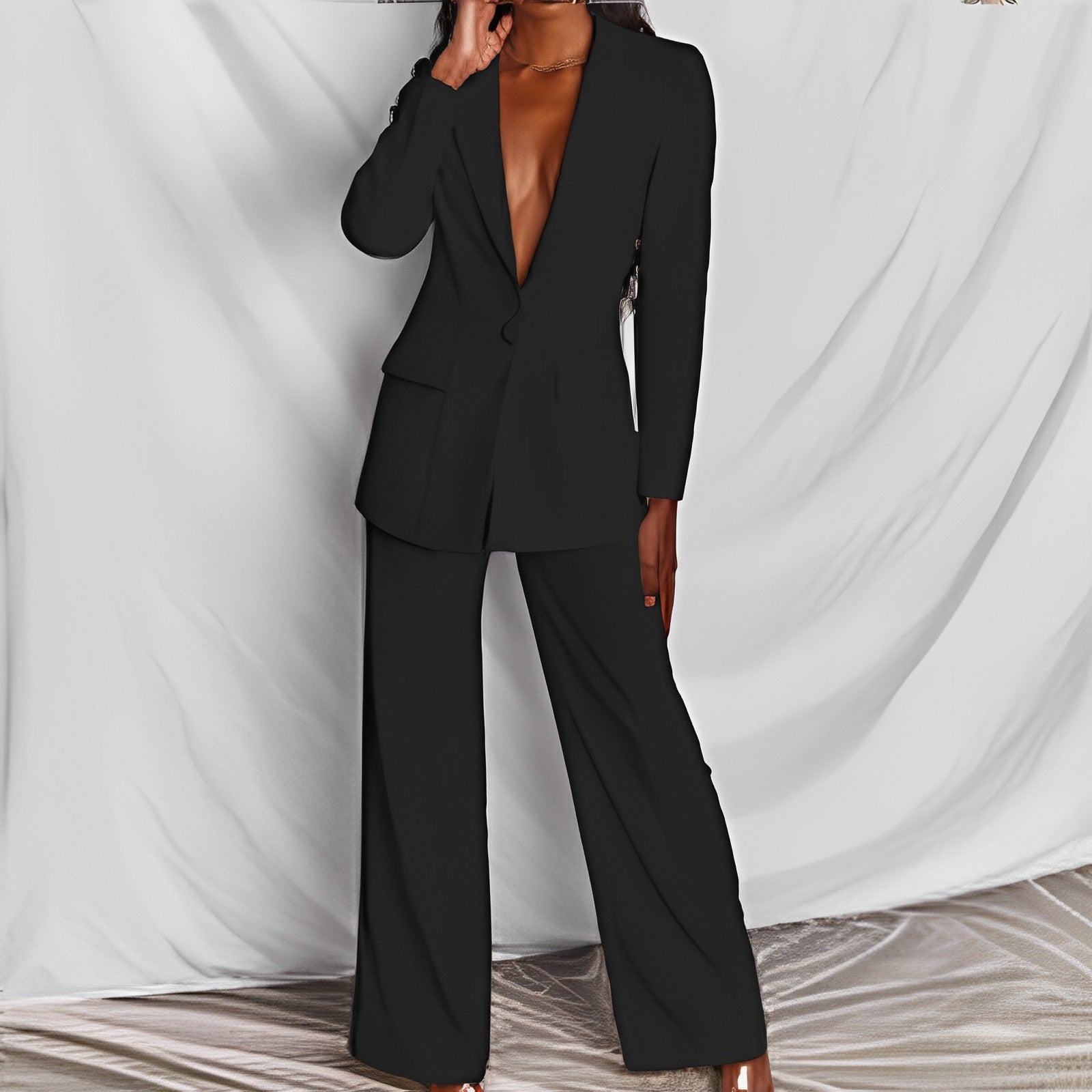 Women’s 2-Piece Blazer Suit Set – Long Sleeve Blazer & Pants