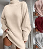 Solide Rollkragen Lange Pullover Winter Warme Frauen Pullover Kleid