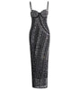 Net Drill Rhinestone Split Strap Dress