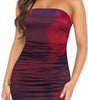 Tube Top Printed Pleated Pullover Hip Wrap Short Dress