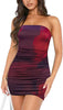 Tube Top Printed Pleated Pullover Hip Wrap Short Dress