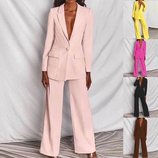 Women’s 2-Piece Blazer Suit Set – Long Sleeve Blazer & Pants