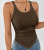 Solid Ruched Hanky Hem Tank Top