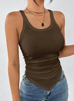 Solid Ruched Hanky Hem Tank Top