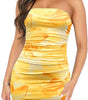 Tube Top Printed Pleated Pullover Hip Wrap Short Dress