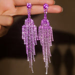 Full Rhinestone Tassel High-grade Luxury Style Earrings