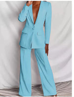 Women’s 2-Piece Blazer Suit Set – Long Sleeve Blazer & Pants