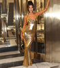 Metallic Halter Backless Swing Dress