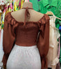 Women's Off-shoulder Shoulder-baring Halter Bell Sleeve Shirt