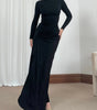 Slim-Fit Asymmetric Split Long Sleeve Dress