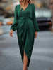 Elegant Waist-Tight V-Neck Split Dress