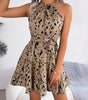 Lässiges Leopardenmuster, gerüschtes Swing-Kleid, Sommermode, Strandkleider für Damen