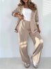 Women’s 2-Piece Suit Set – Blazer & High Waist Wide Leg Pants Office Outfit