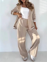 Women’s 2-Piece Suit Set – Blazer & High Waist Wide Leg Pants Office Outfit