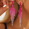 Full Rhinestone Tassel High-grade Luxury Style Earrings