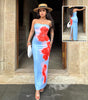 Slim Slit Tube Long Dress Summer Sexy Pint Party Beach Dresses Women's Clothing