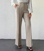 2025 High Waist Slimming Straight Leg Business Trousers – French Style with Side Pockets