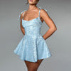 European And American Style Jacquard Texture Spaghetti Straps Slimming A- Line Dress