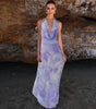 Tie-Dye Deep V-Neck Halter Maxi Dress – 2pcs Beach Party Set