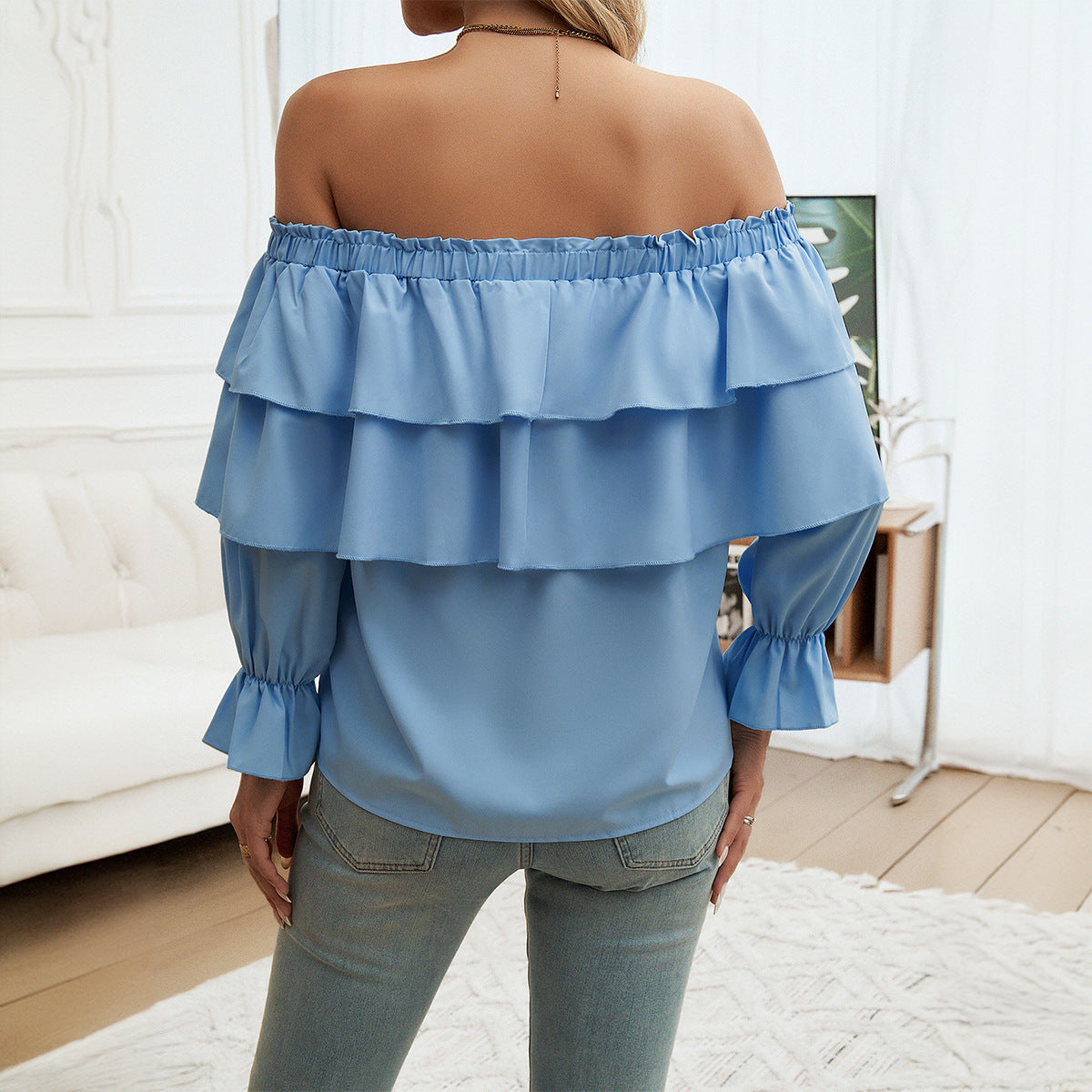 Off-Shoulder Top mit Bischofsärmeln