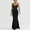 Lace High Waist Long Dress Deep V Strap Fishtail Gown