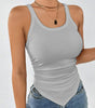 Solid Ruched Hanky Hem Tank Top