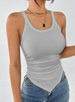 Solid Ruched Hanky Hem Tank Top