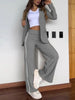 Women's Casual Polo Collar Suit Wide-leg Pants Two-piece Suit