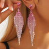 Full Rhinestone Tassel High-grade Luxury Style Earrings