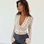 Lace Bottom Shirt-Women's Fashionable Lace Bottoming Shirt Top