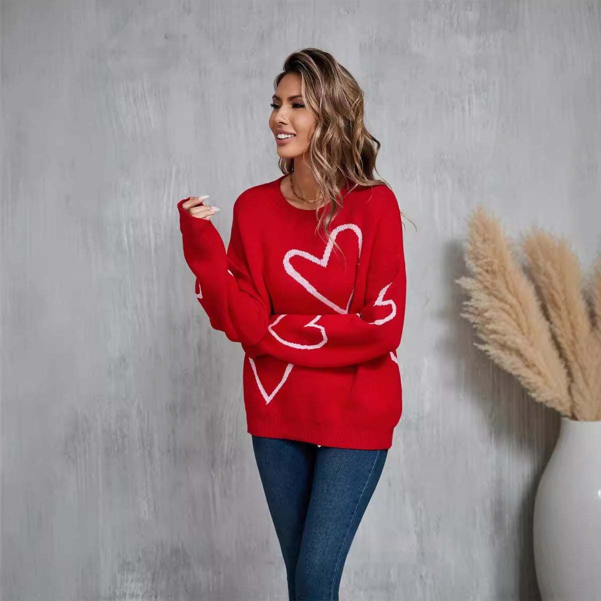 Pullover mit Herzmotiv zum Valentinstag für Damen