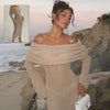 One-Shoulder Knitted Long Sleeve Dress