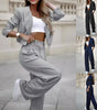 Striped Lapel Cropped Top & Straight Pants Set