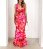 V-neck Design Printing Stretch Dress