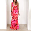 V-neck Design Printing Stretch Dress